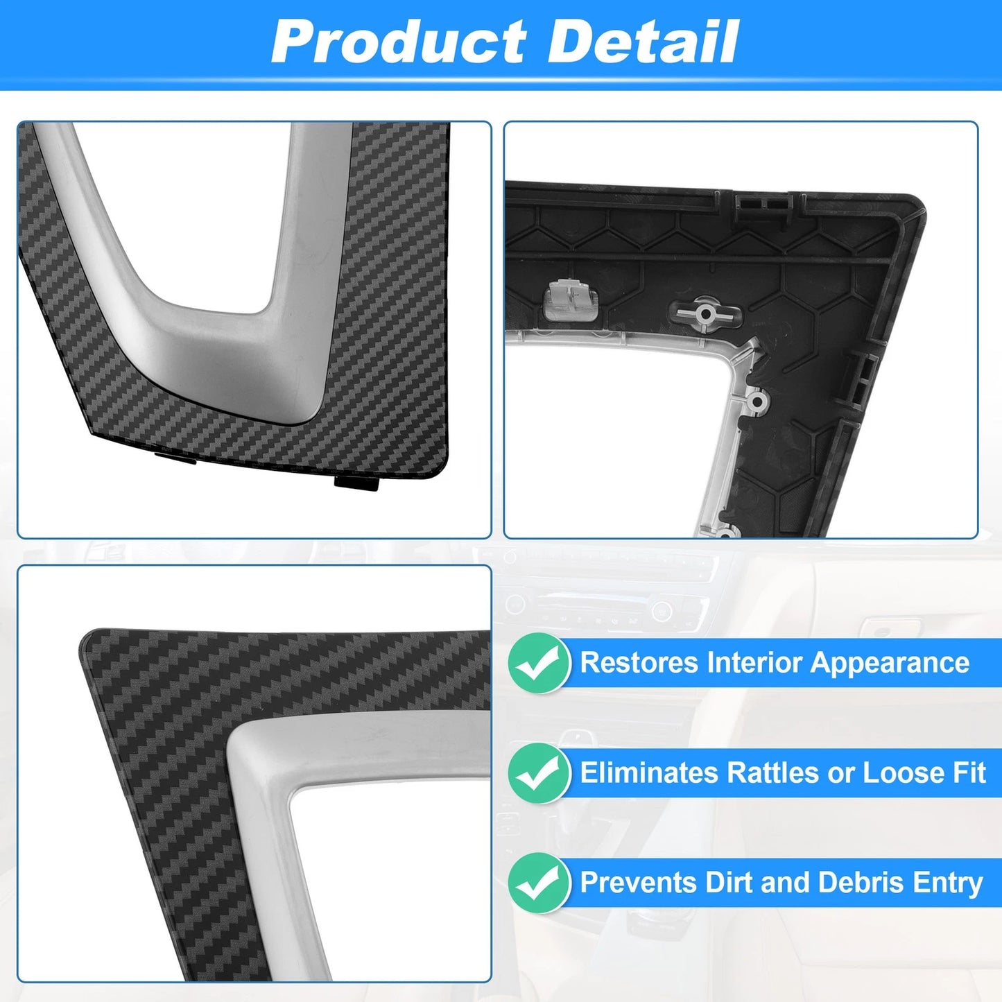 Carbon Fiber Gear Shift Panel Bezel Frame for BMW F30 F31 F32 F33 F34 (2012-2019)