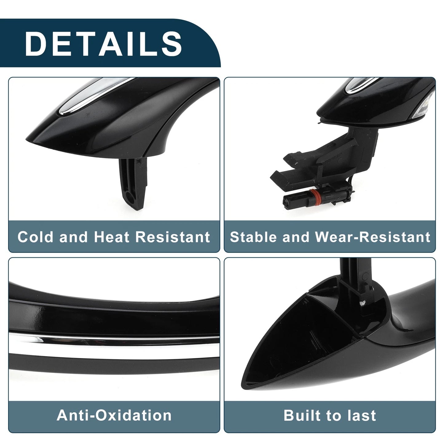 Exterior Door Handle for BMW F07 F10 (2010-2017) Rear Left Black Silver Tone