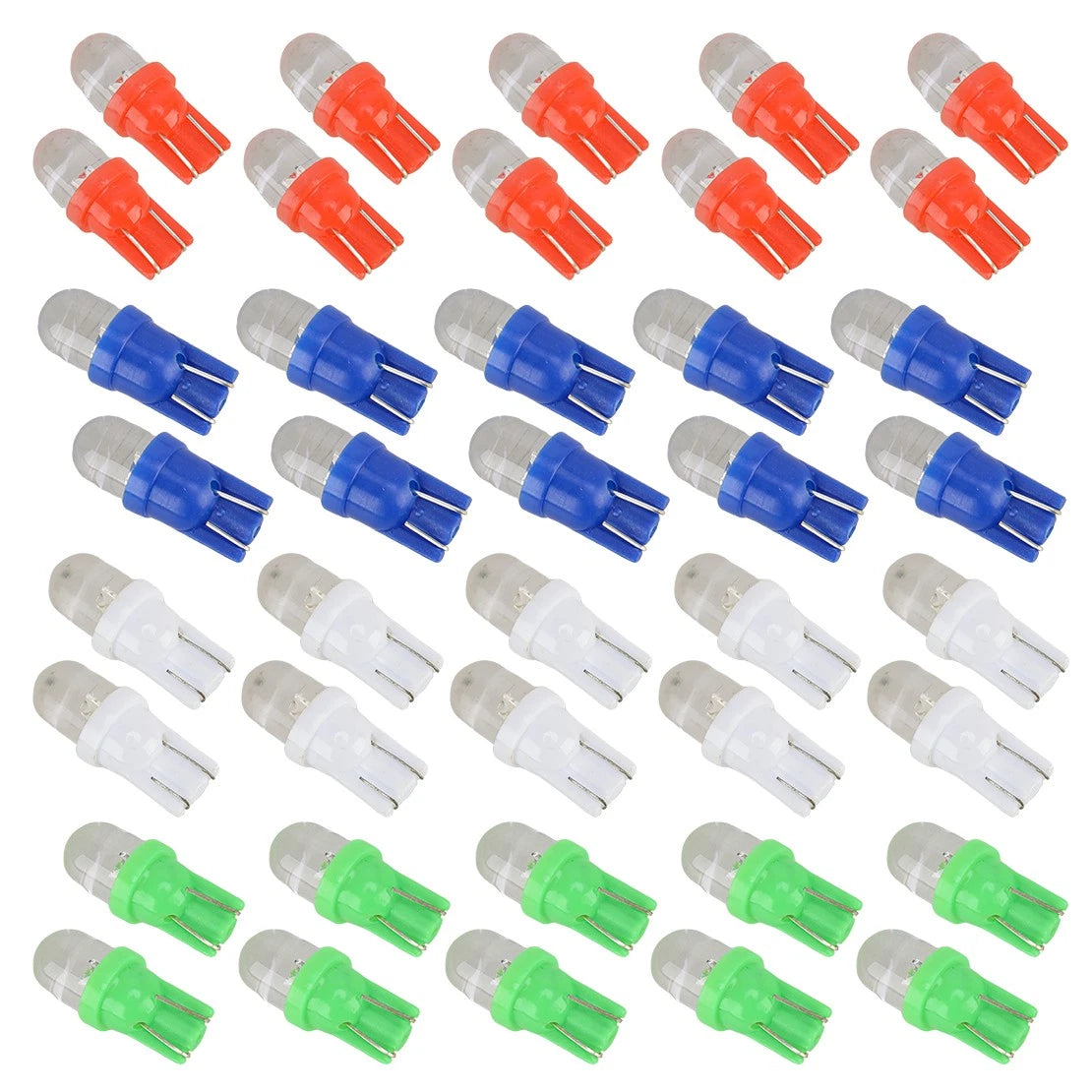 40 x T10 194 168 LED Bulbs for Car Dome Instrument Dash Light - Blue/Red/White/Green