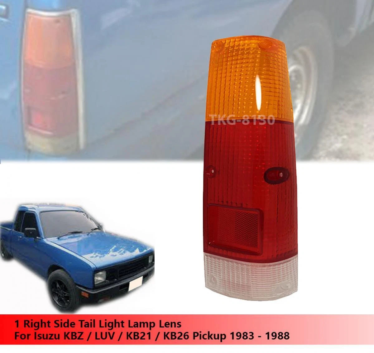 2 x RH Rear Tail Light Lenses for Isuzu KBZ (1985-1989)
