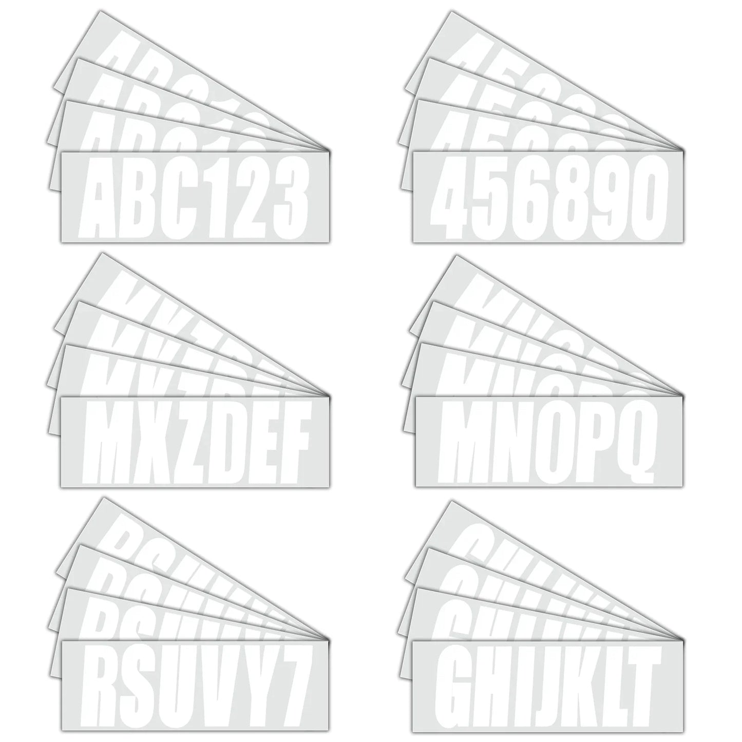 4 x Boat Registration Decals A-Z & 0-9 Sticker Set - White