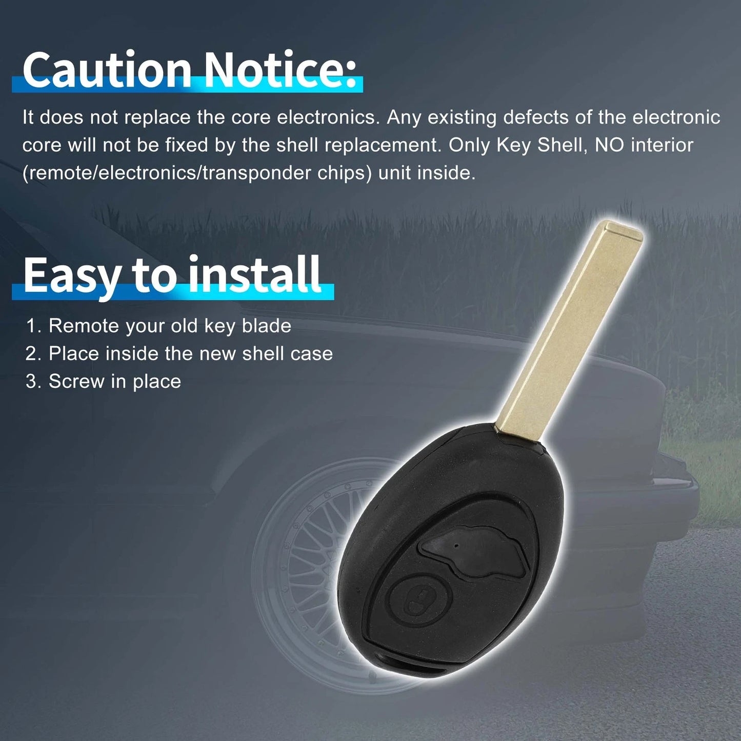 Keyless Entry Remote Fob Shell Case for BMW Mini Copper (2002-2005)