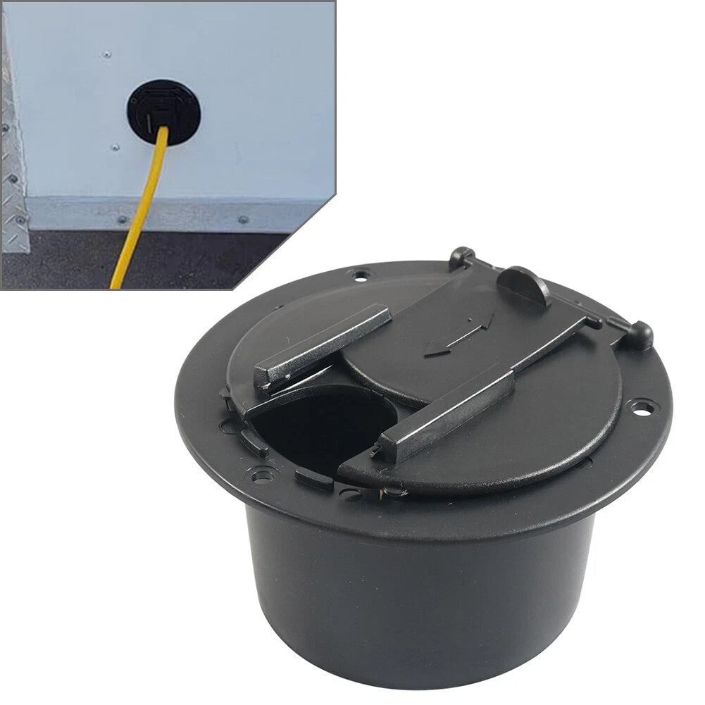 Round Electric Power Cord Cable Hatch Cover for RV Camper Trailer (N/A)
