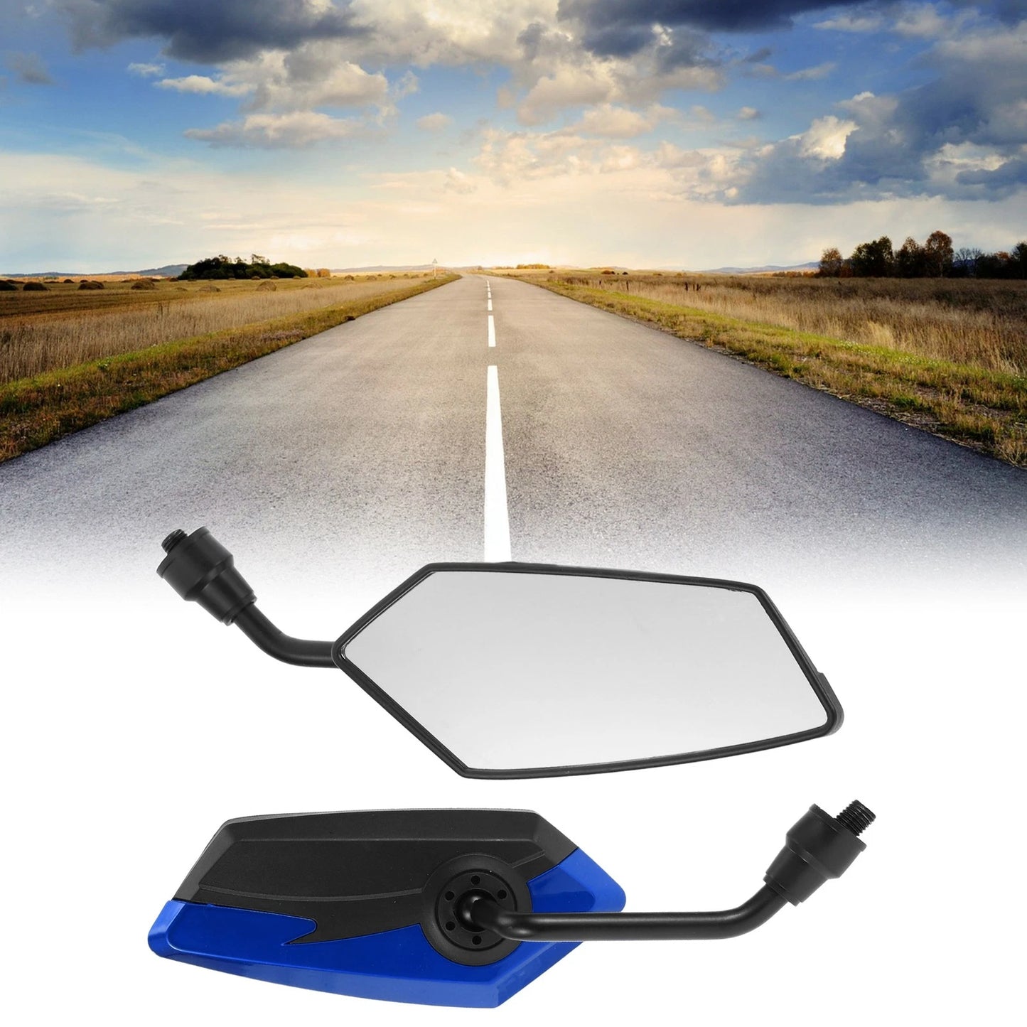 2 x Rear View Mirrors Handlebar Mirror Black Blue Iron Plastic for Motorcycle