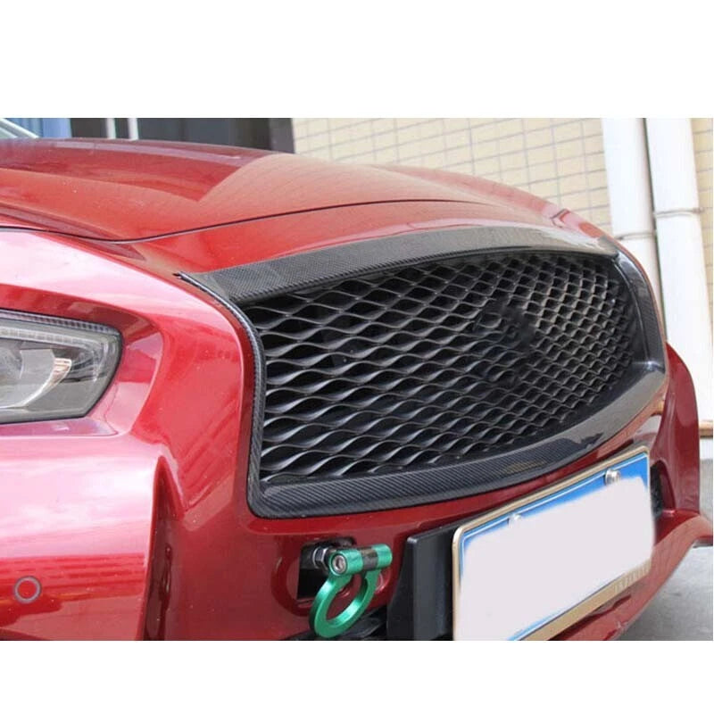 Real CARBON FIBER FRONT GRILL OUTLINE TRIM COVER FOR 2014-2017 INFINITI Q50