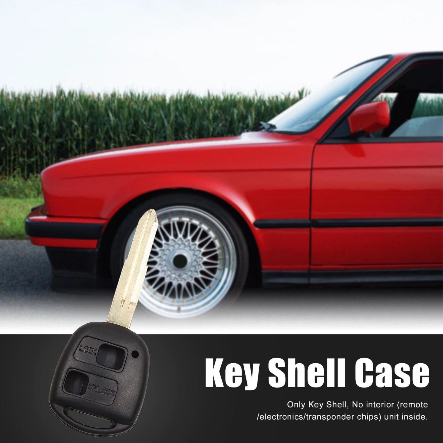 Key Fob Shell Case for Toyota Yaris Corolla RAV4 Prado 2 Button Black