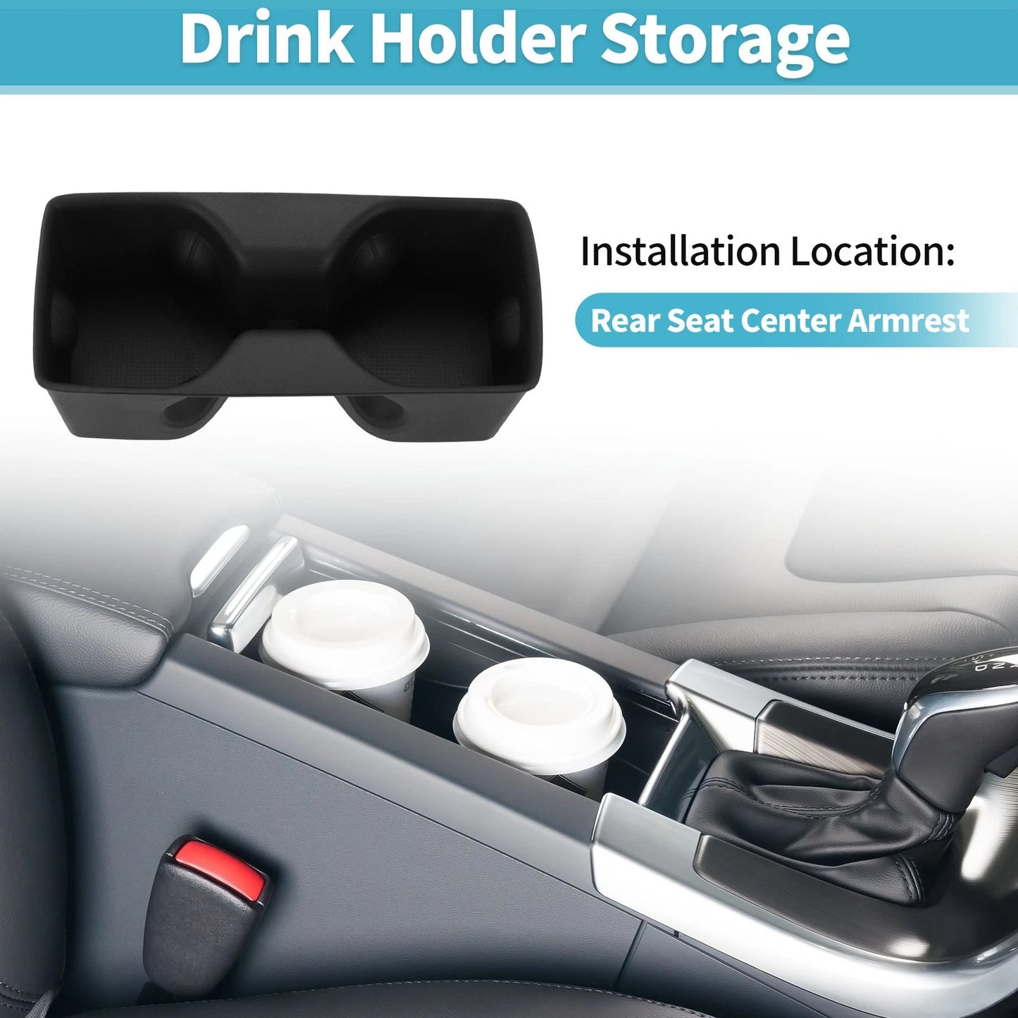 Rear Seat Center Armrest Cup Holder Organizer 1 pc for Toyota RAV4 (2019–2021)
