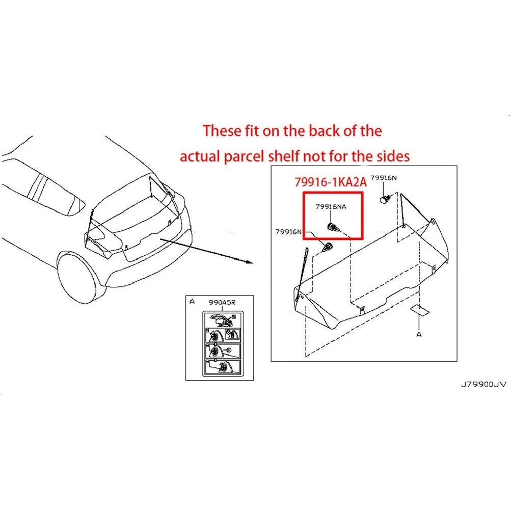 2 x Parcel Shelf Clips