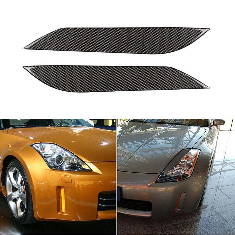 For 2003-2008 Nissan 350Z Carbon Fiber Headlight Sticker Eyelid Cover Eyebrows