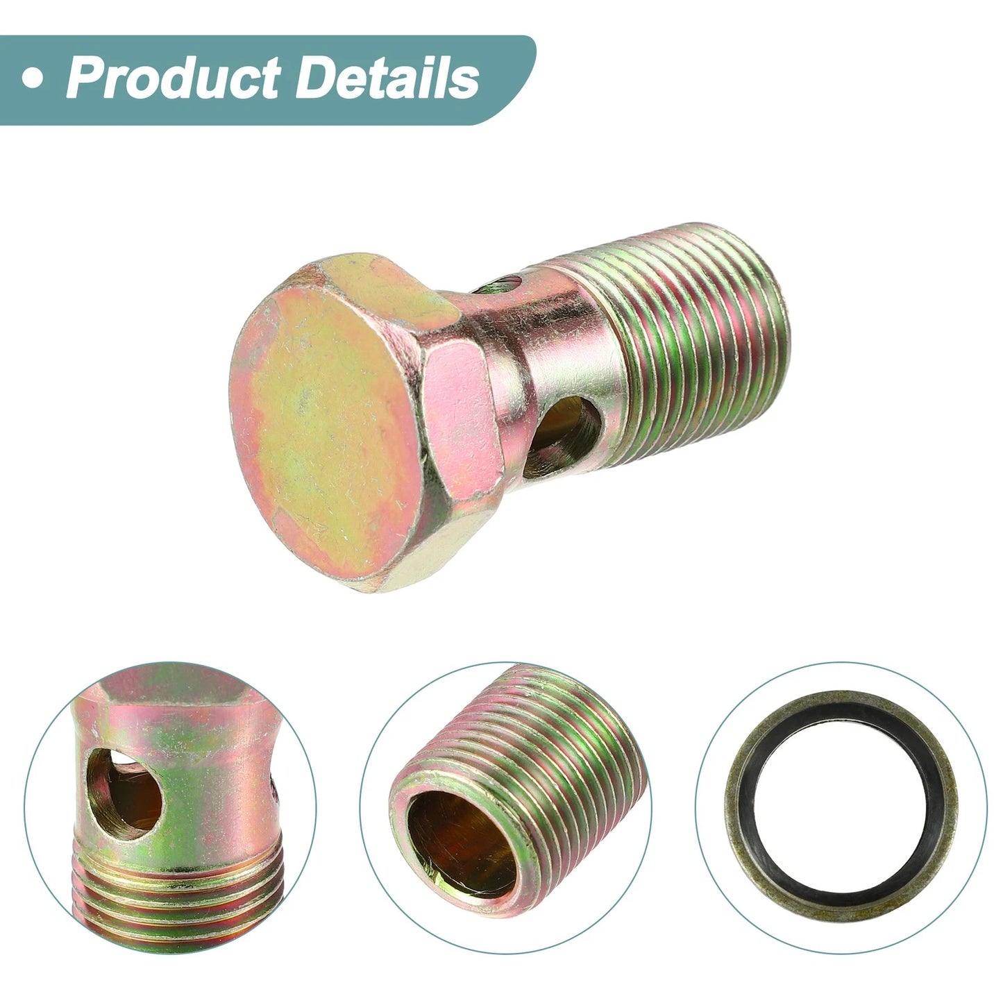 2 x M18x1.5 44mm Hollow Bolt Screw with Washer Set for Motorcycle