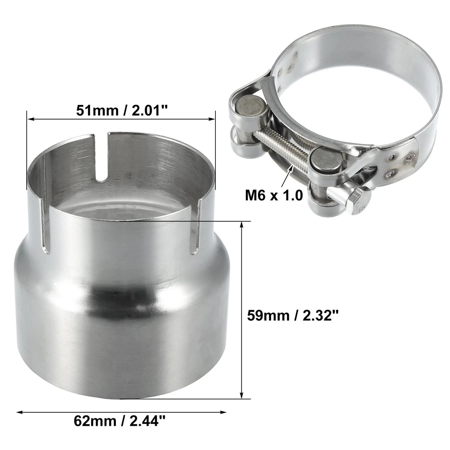51-62mm 2.0-2.4in Exhaust Pipe Adapter Connector Reducer Muffler for Motorcycle