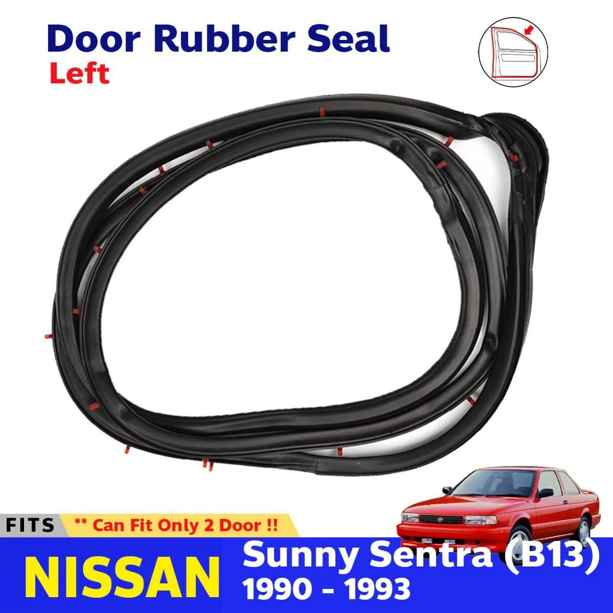 Weatherstrip Door Rubber Left Fits Nissan Sunny Sentra B13 2D Sedan 1990-93 D11