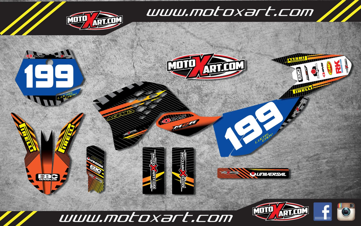 Custom Graphic Kit - Factory Style Stickers for KTM 50 (2009-2015)
