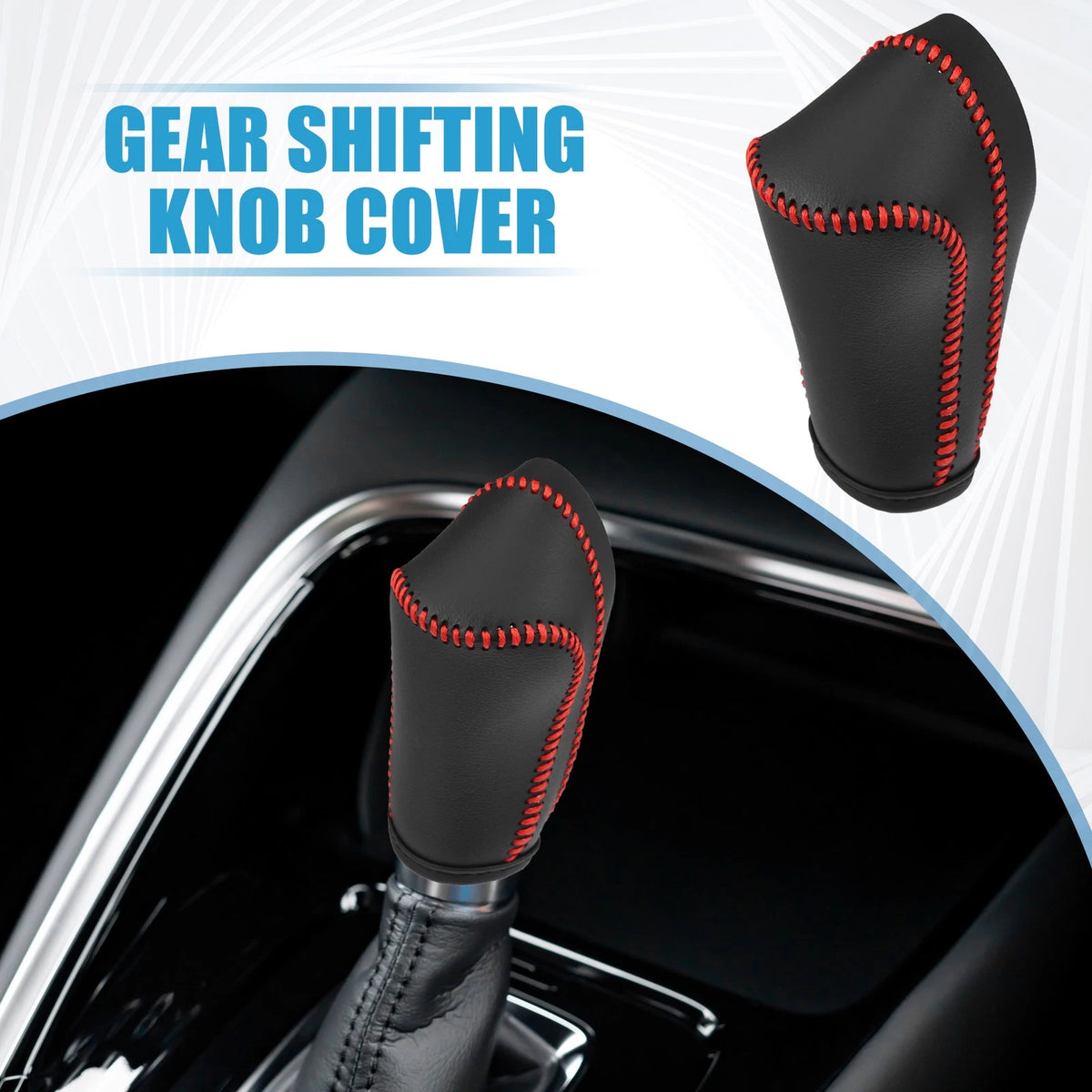 Gear Shift Lever Cover for Honda CR-V 2008-2014 Black Red Stitches