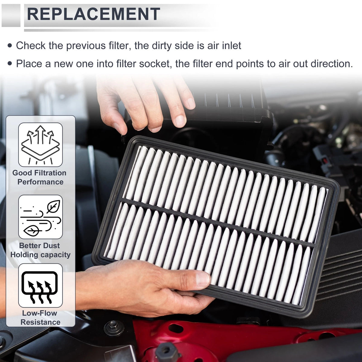 Engine Air Filter for Porsche 911 3.4L 3.8L 4.0L (2011-2019) - 1 Pair