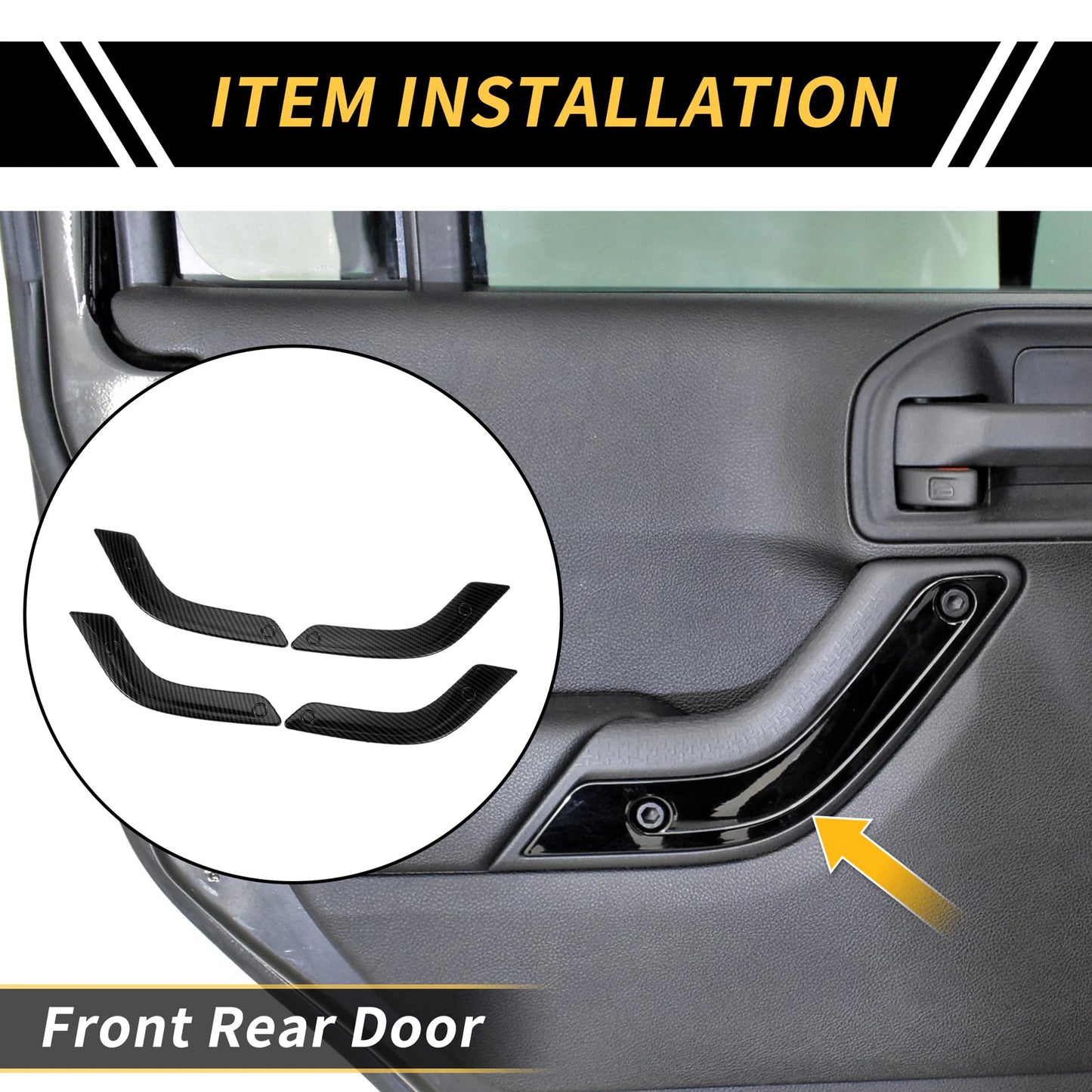 Carbon Fiber Door Handle Bezel Cover Trims for Jeep Wrangler (2007-2018)