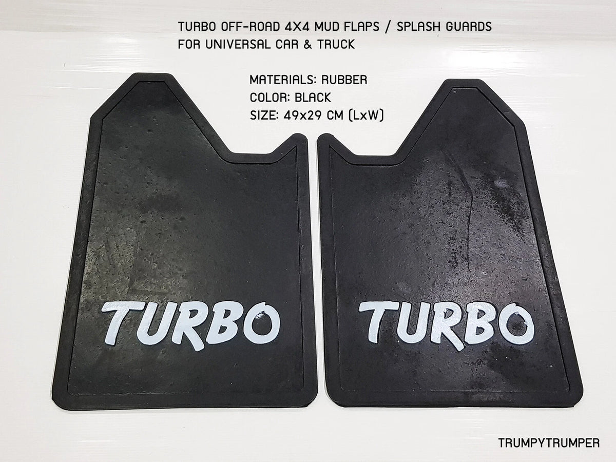 Turbo 4x4 Off-Road Mud Flaps Splash Guards for Universal Car Truck Black Rubber
