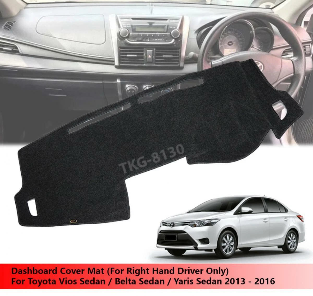Dashboard Mat Cover for Toyota Vios/Belta/Yaris Sedan (2013-2016)