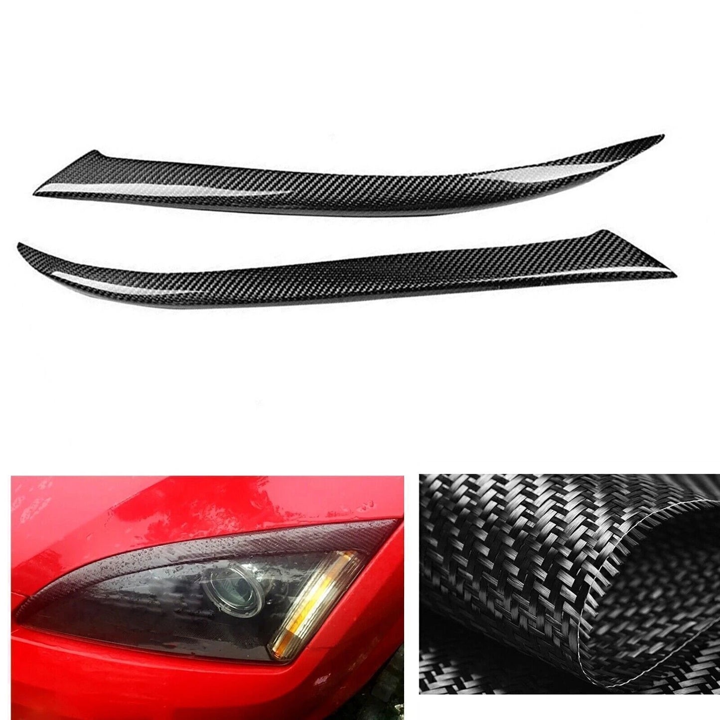 2 x Carbon Fiber Headlight Eyelid Covers for Ford Focus (2005-2008)
