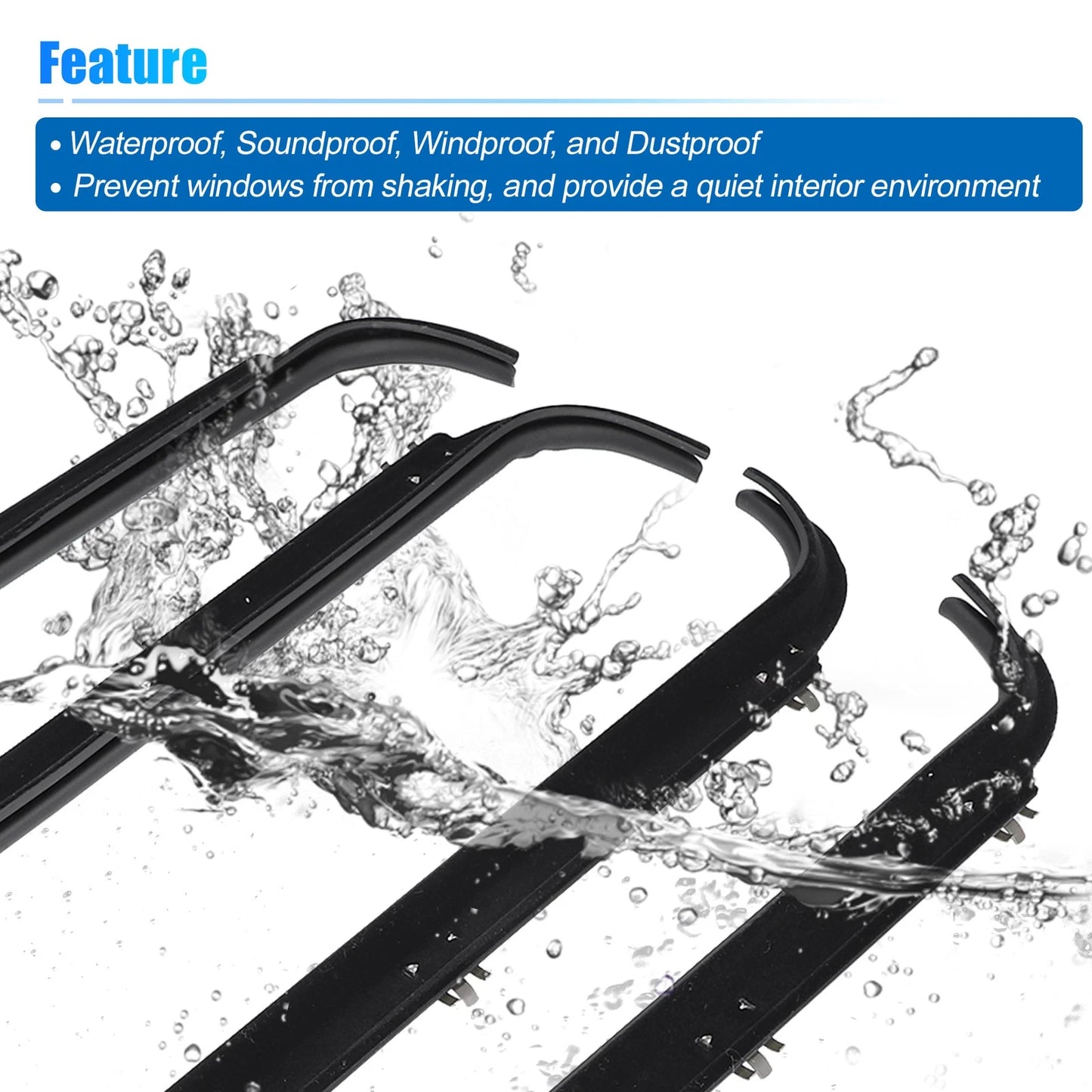 4pcs Weatherstrip Window Trim Seal for Ford F150 F250 F350 (2004-2023)