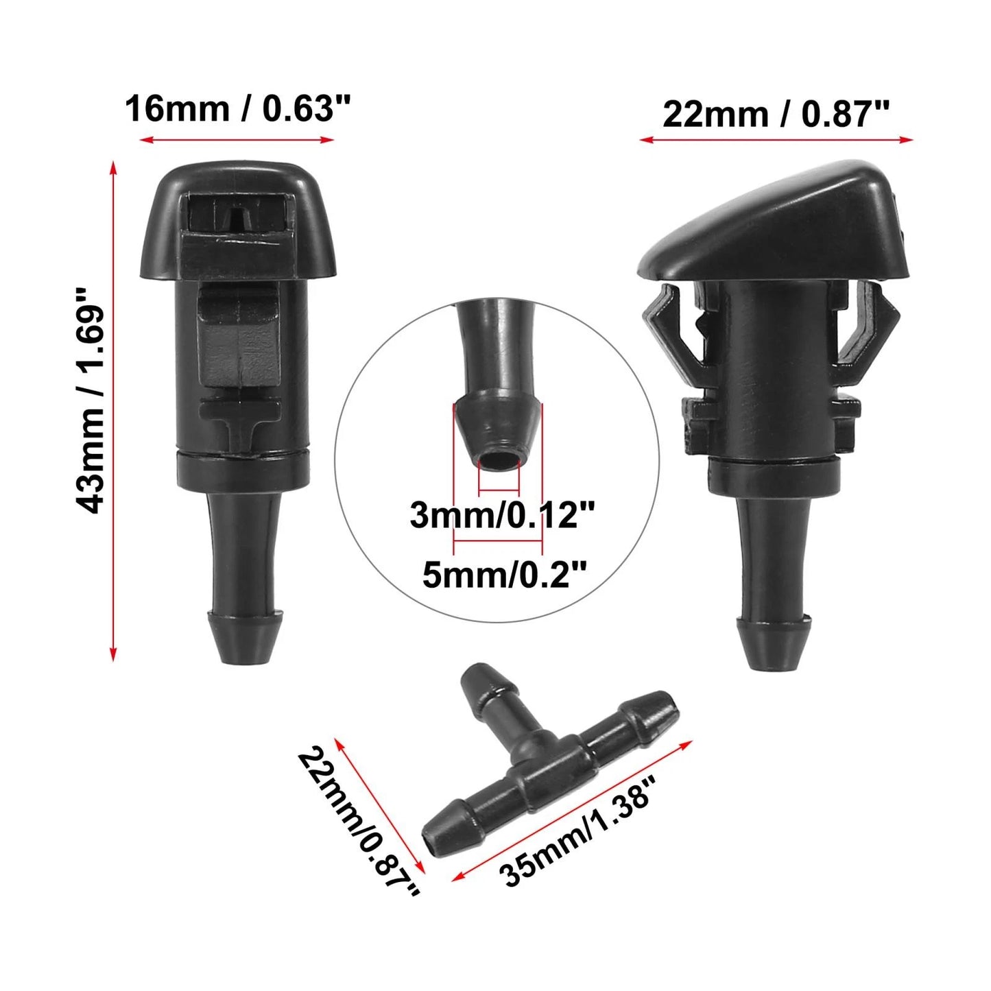 4pcs Front Windshield Washer Nozzles for GMC Envoy (2002–2009)