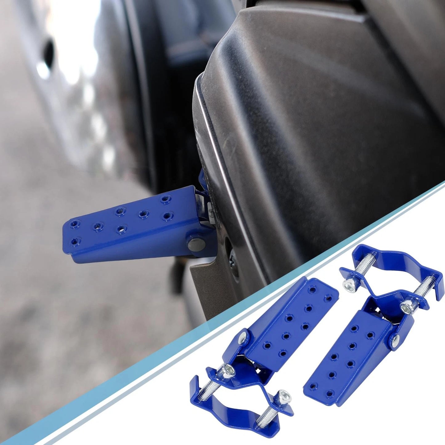 1 Pair 8mm Stainless Steel Motorcycle Rearset Fold Footrest Blue for Bike