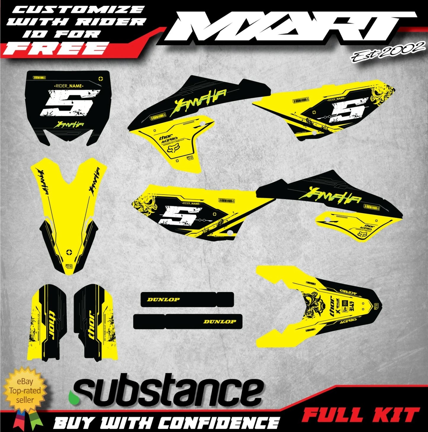 Custom Graphic Kit CITY STYLE Decals for Yamaha YZ 65 (2015-2023)