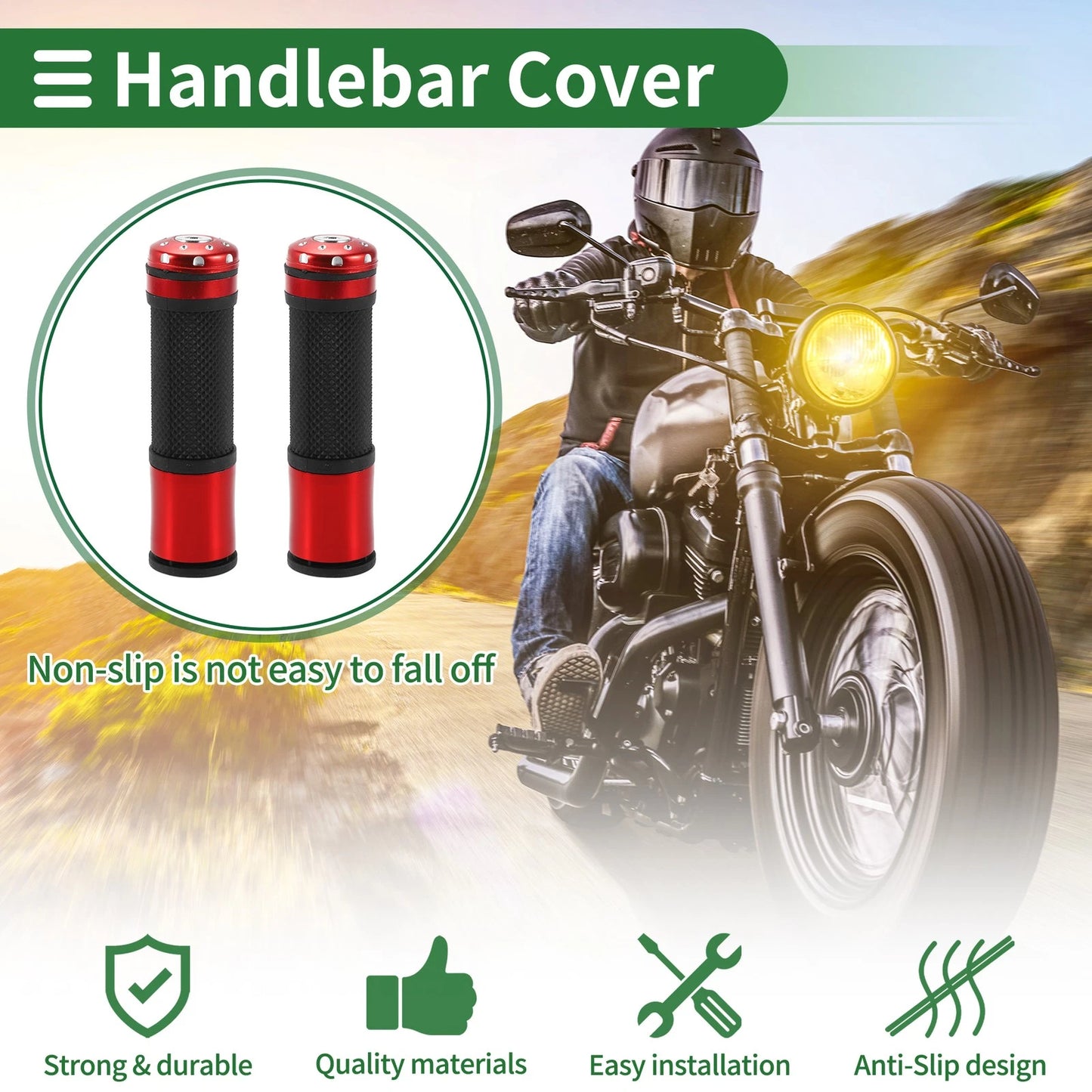 7/8" 22mm Hand Grips Cover for Motorcycle Aluminum Alloy Black