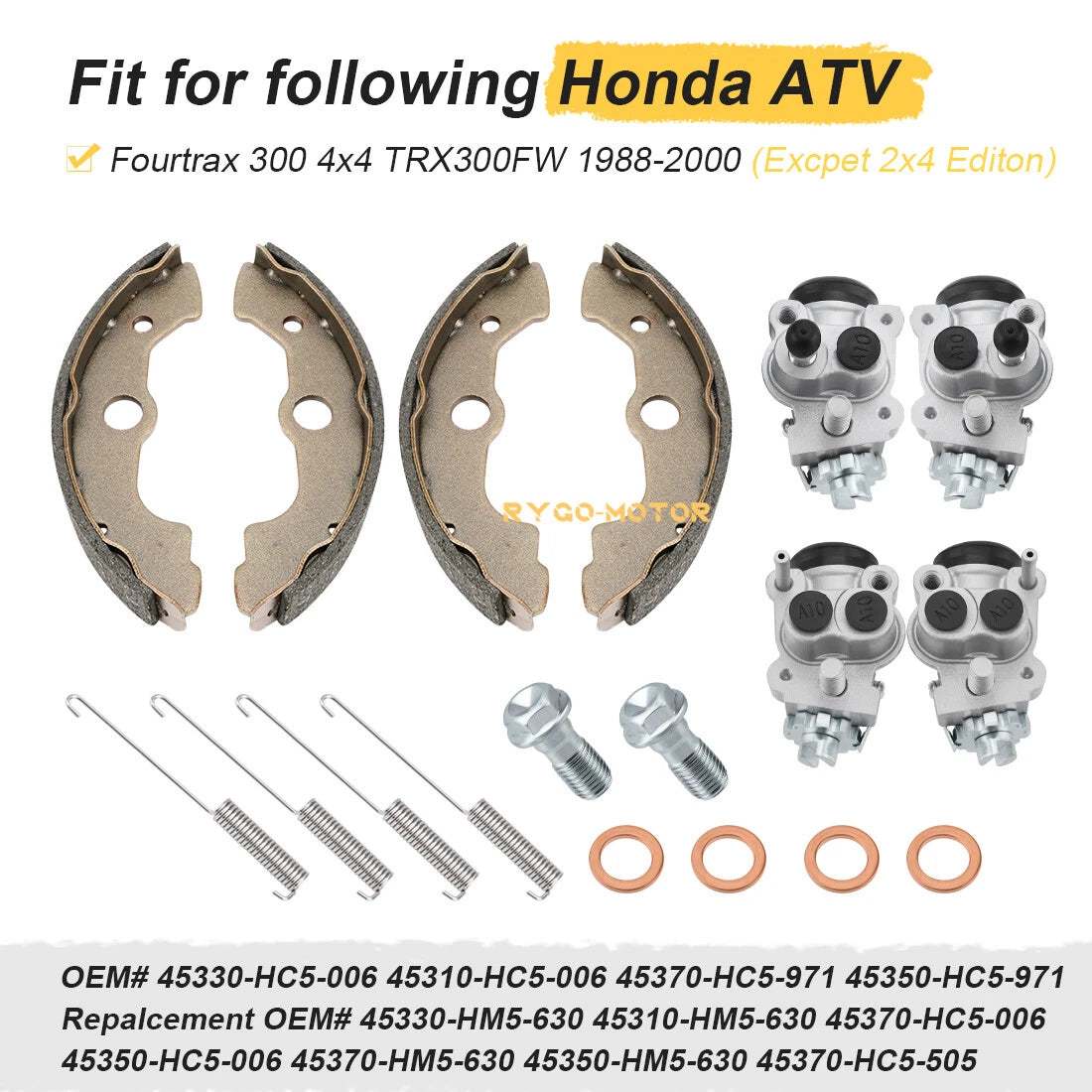 Front Brake Wheel Cylinders W/Shoes for Honda Fourtrax 300 TRX300FW 4x4