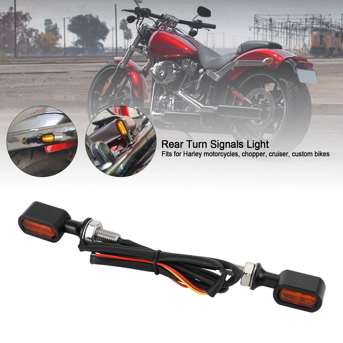 LED Rear Mini Turn Signal for Harley Sportster, Touring, Dyna, Softail (2010-2023)