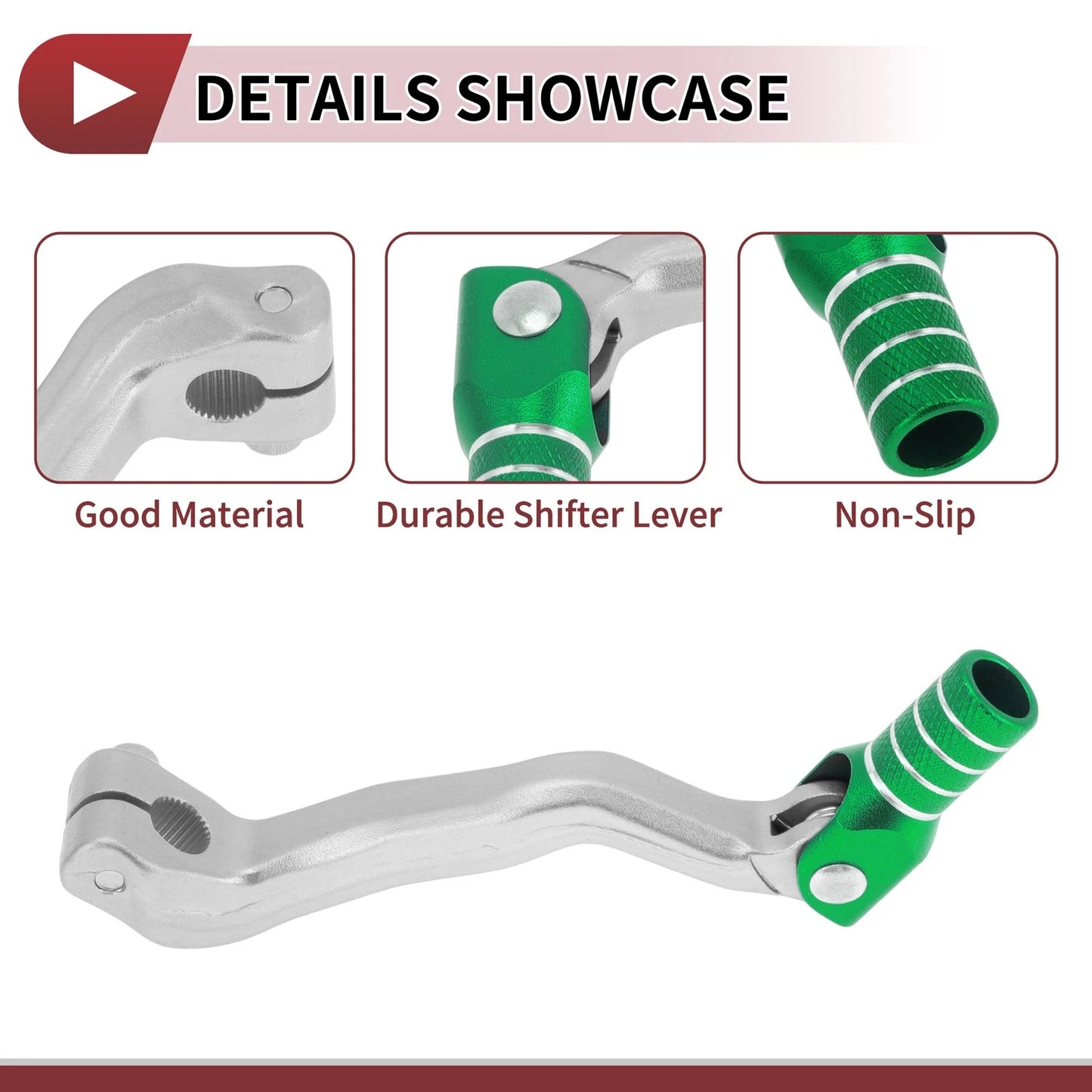 Folding Gear Shifter Lever Silver Tone Green for Bosuer M4