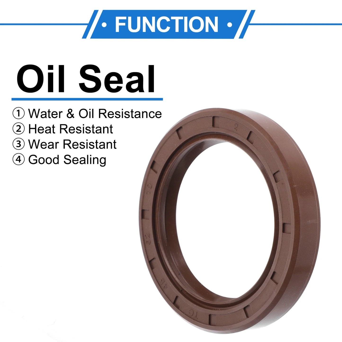 Oil Seal 45x62x10mm 2x Seal Ring Rotary Shaft Seal FKM Rubber Brown