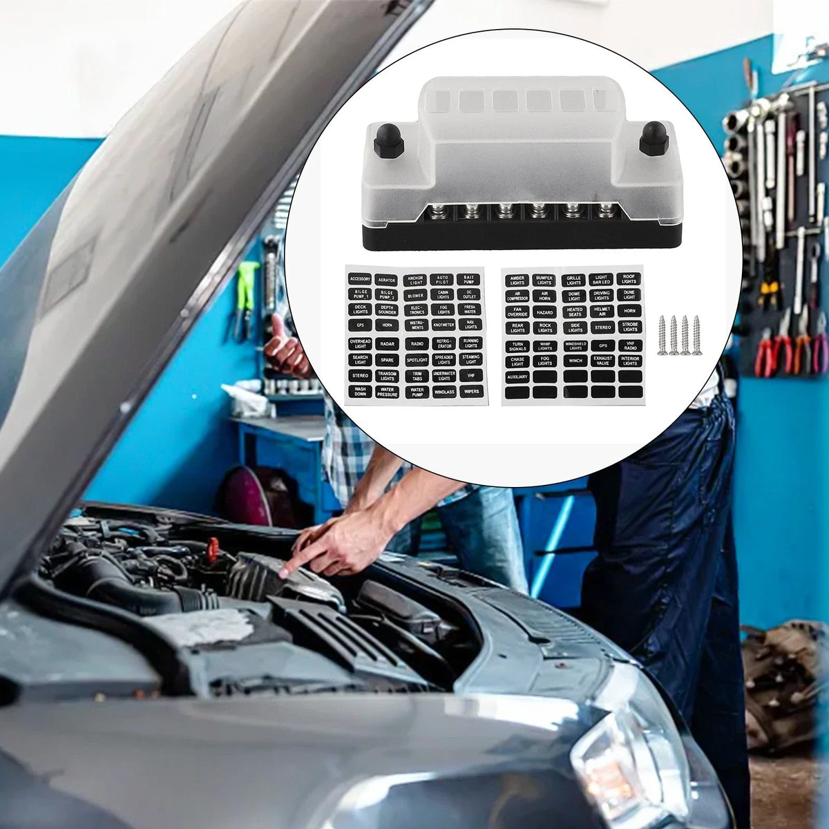 Compact Six Way Car & Boat Fuse Holder for Marine Applications
