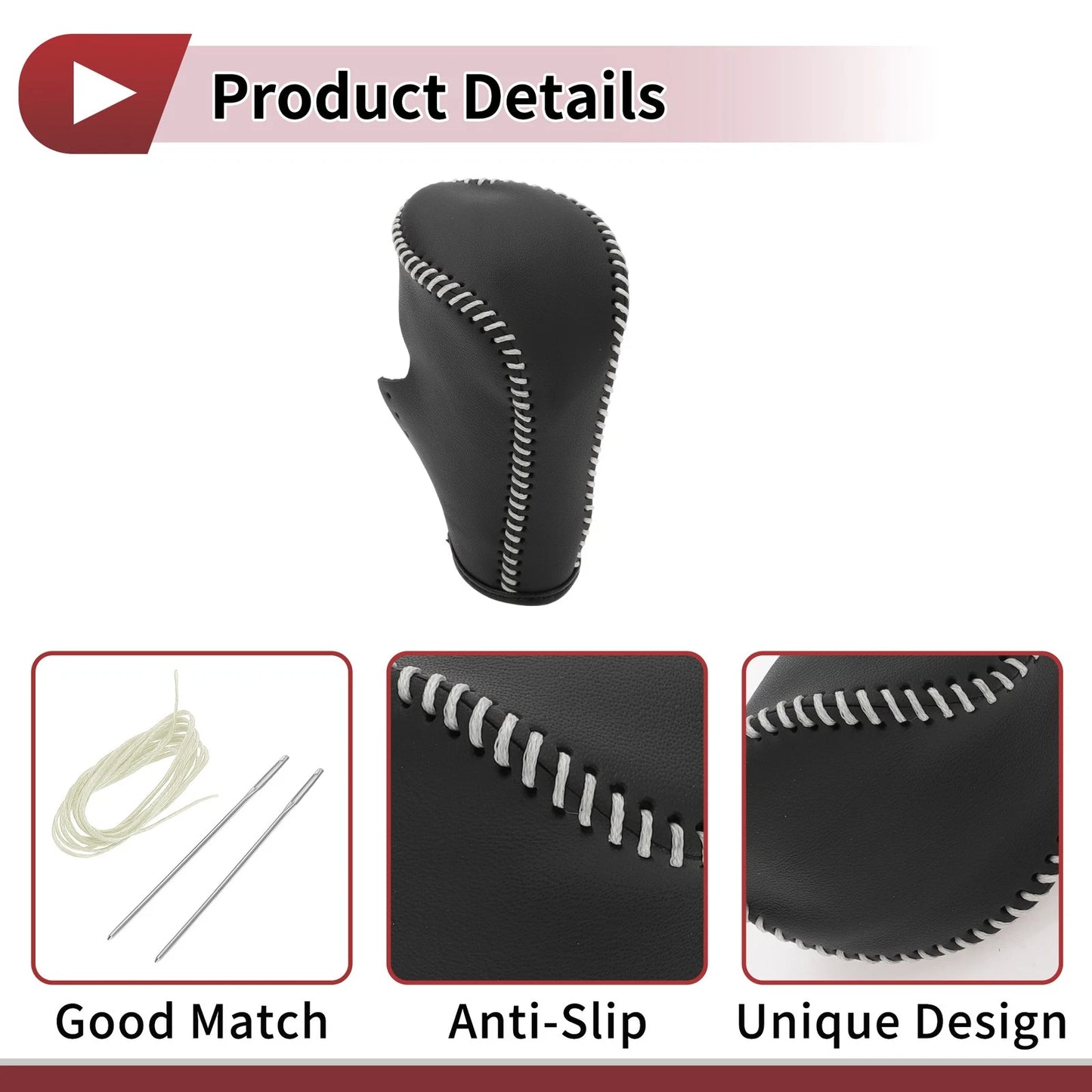 Car Gear Shift Knob Cover for Honda Accord (2008-2012) - Black Beige Faux Leather
