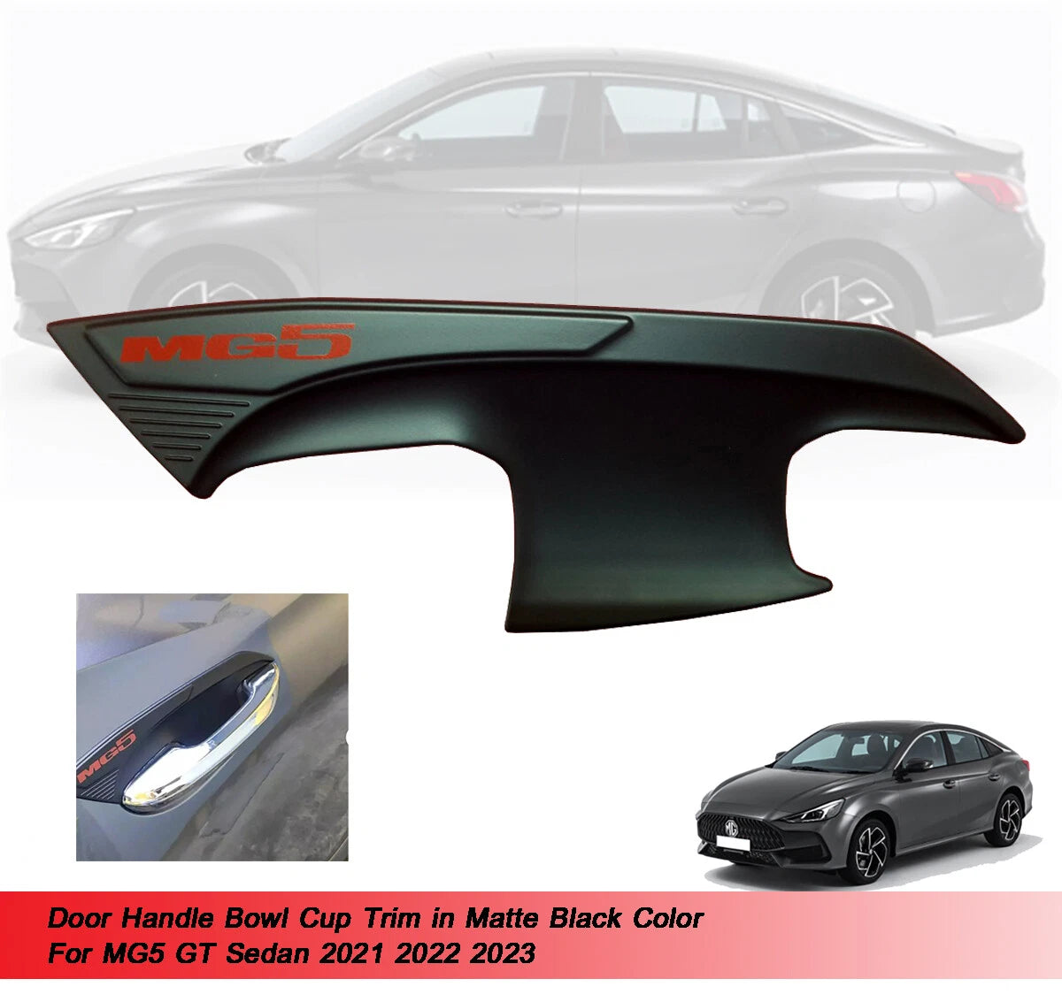 4 x Door Handle Bowl Trim for MG5 Sedan (2021-2023) Matte Black