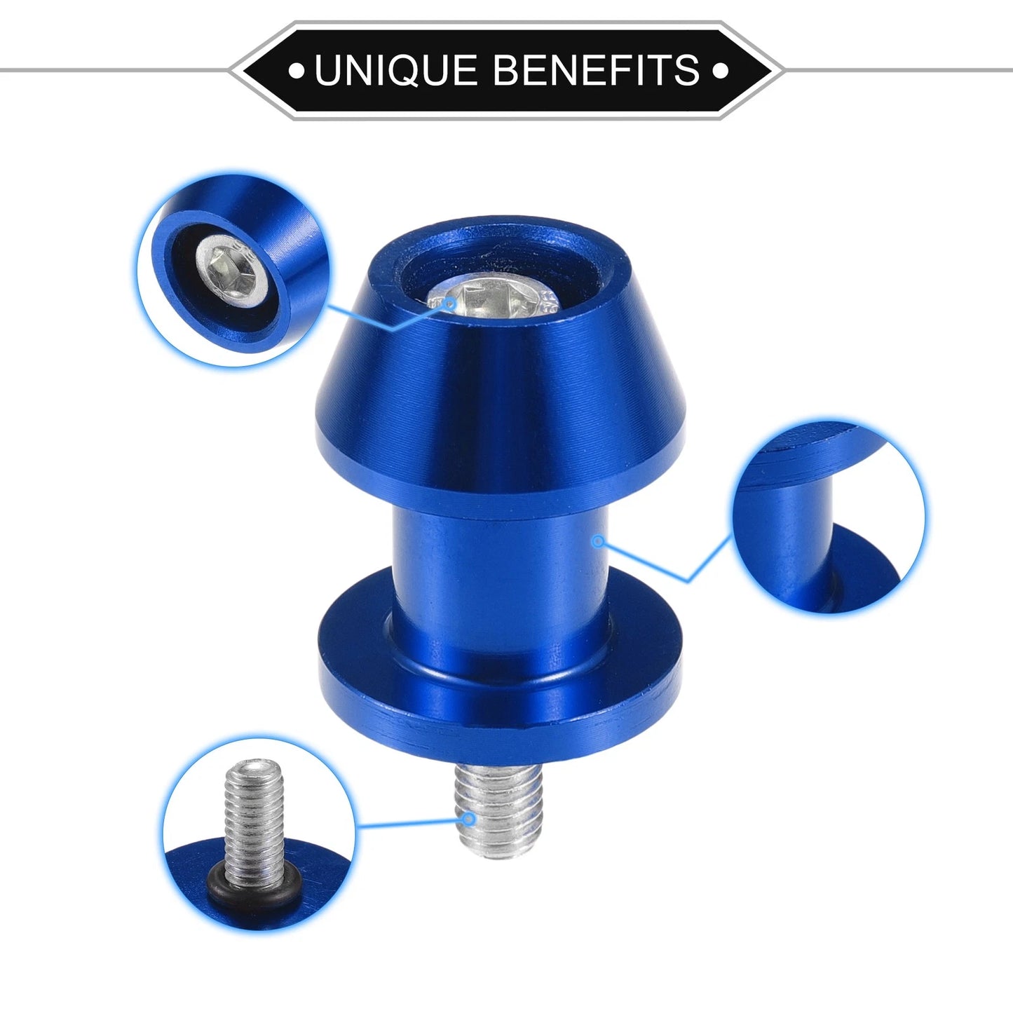 1 Pair Swingarm Spools 6mm CNC for Motorbike Blue