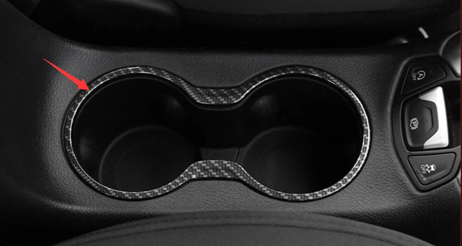 Carbon Fiber Front Water Cup Holder Cover Trim for 2017-2021 Jeep Compass