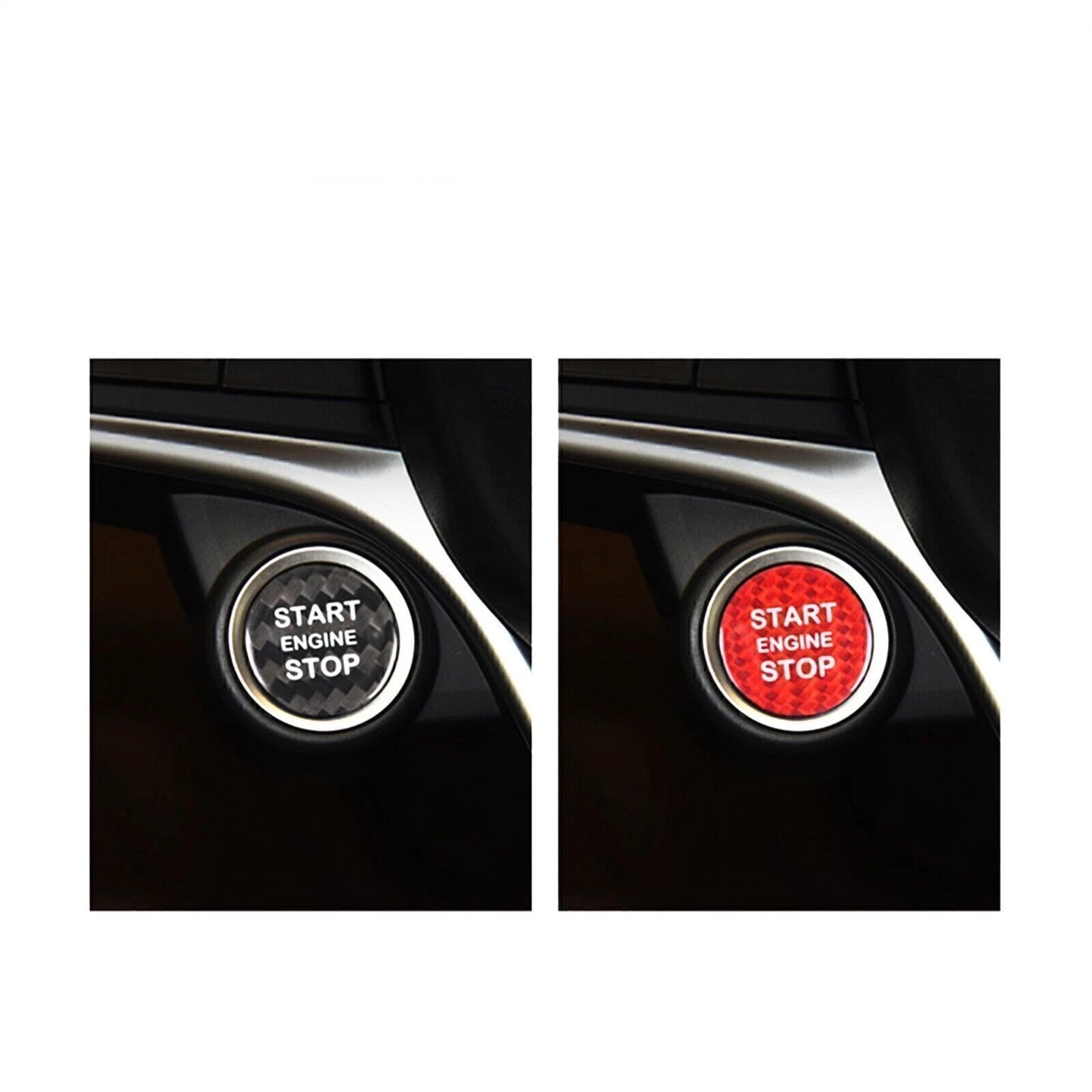 1pc Carbon Fiber Red Engine Button Cover for Alfa Romeo Giulia, Stelvio (2017-)