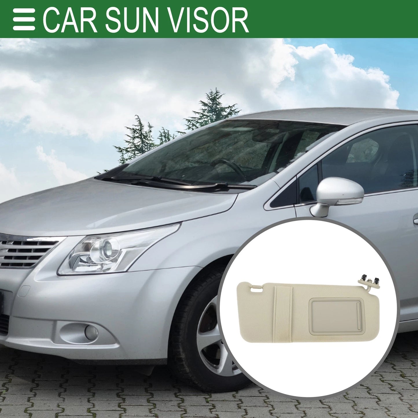 Right Passenger Side Sun Visor for Toyota Camry (2007-2011)