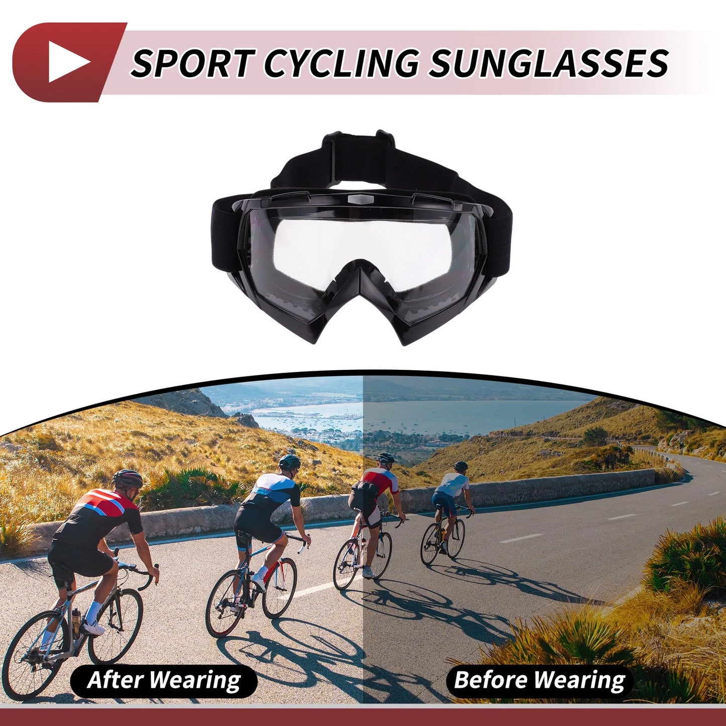 Goggles / 1 Set / Motorcycle Riding Goggles Transparent Lens Black Frame