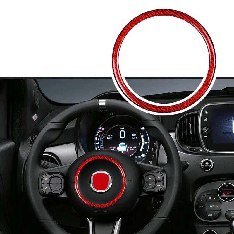 Dry Carbon Fiber Steering Wheel Center Trim Ring for Fiat 500 2012-2019