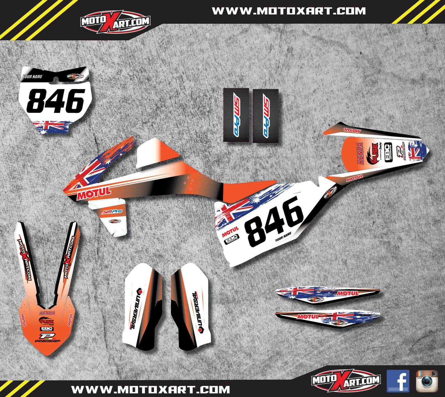 Aussie Pride Custom Graphics Kit for KTM SX SXF (2016-2018) - Stickers