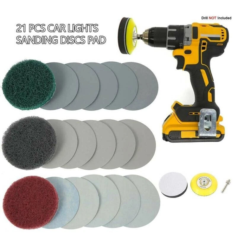 Headlights Pad Polishing Kit Sponge Waxing Bit Adapter Buffing Cleaning