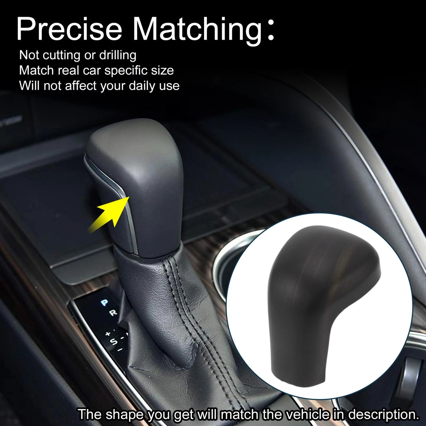 ABS Gear Shift Knob Cover Sticker Dark Brown for Toyota Camry, Corolla, Avalon