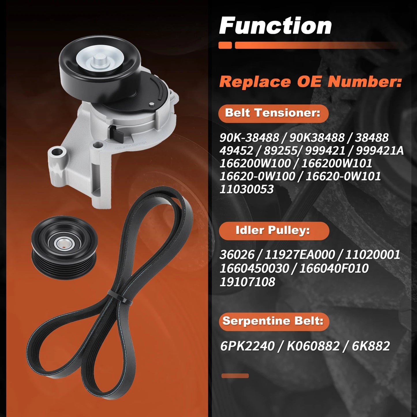 Serpentine Belt Drive Tensioner with Idler Pulley for Toyota Tundra