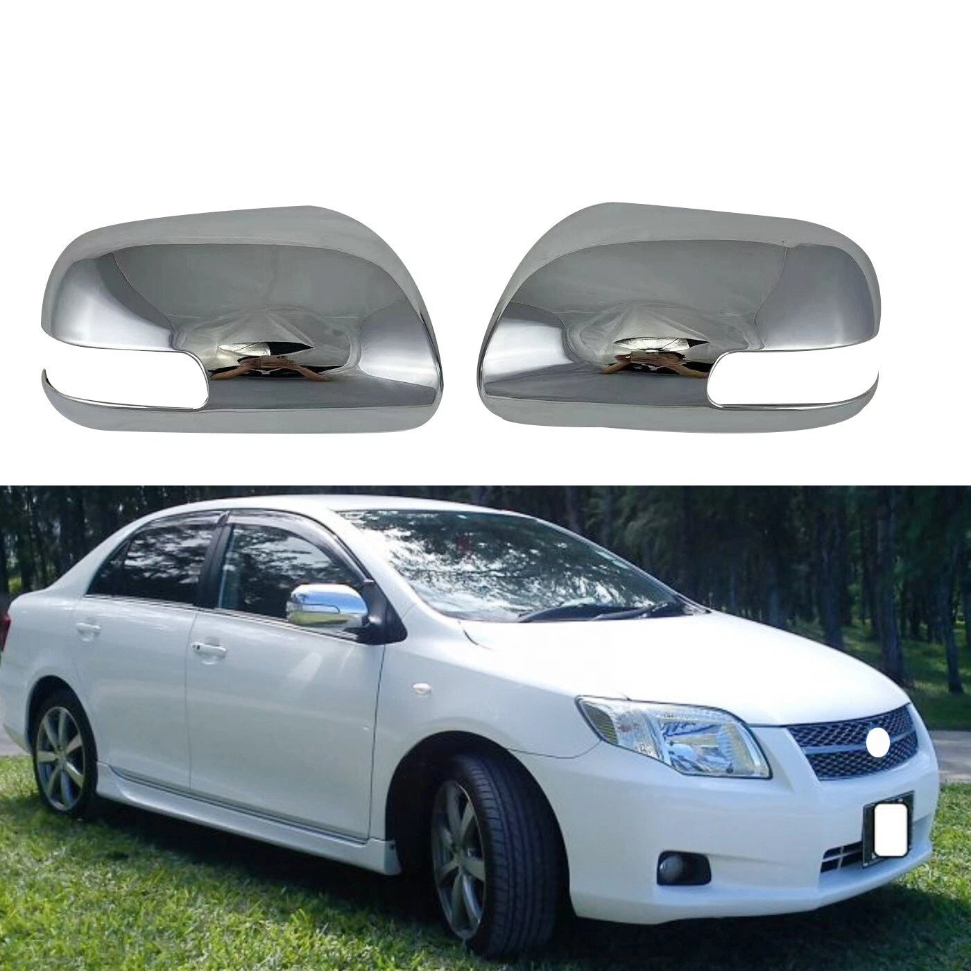 Chrome Side Door Mirror Cover Trim for Toyota Corolla Fielder (2009-2012) 2 x