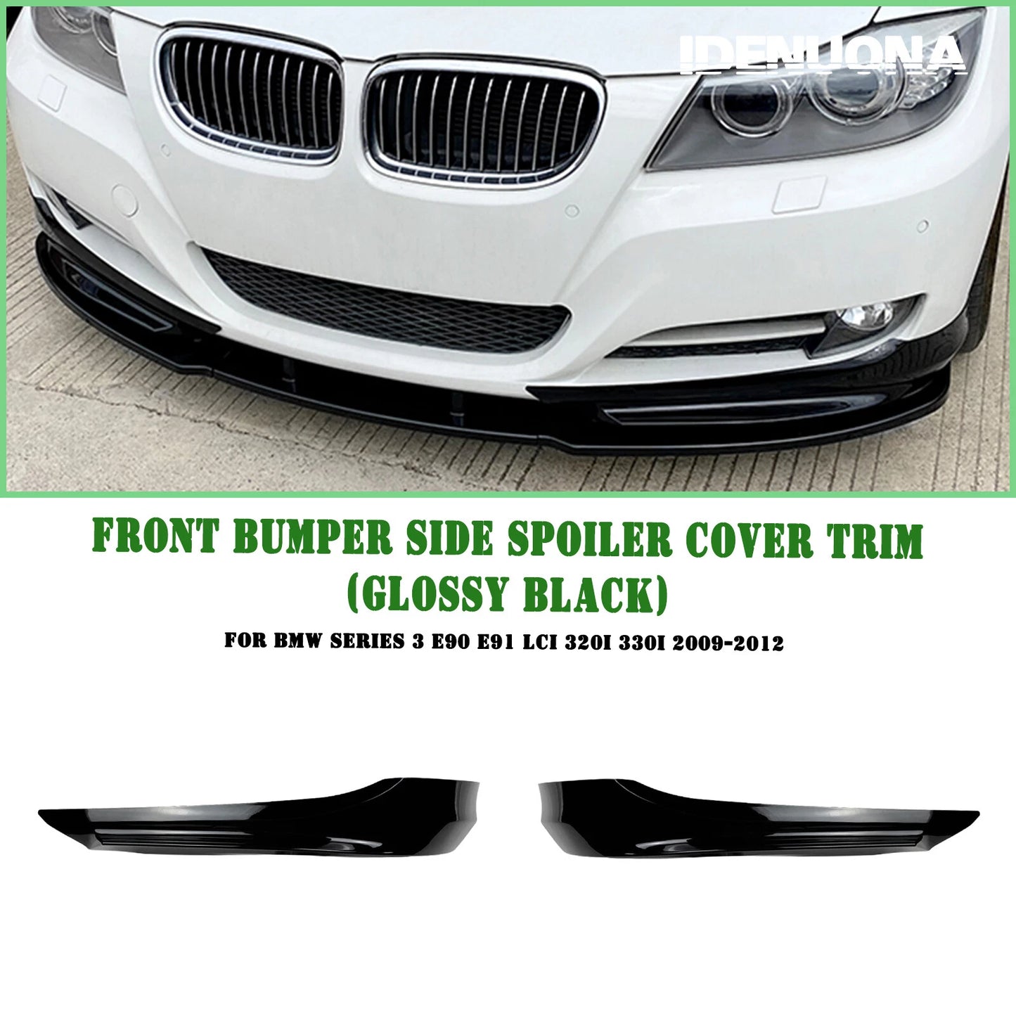 Gloss Black Front Side Spoiler Trim for BMW 3 Series E90 E91 (2009-2012)