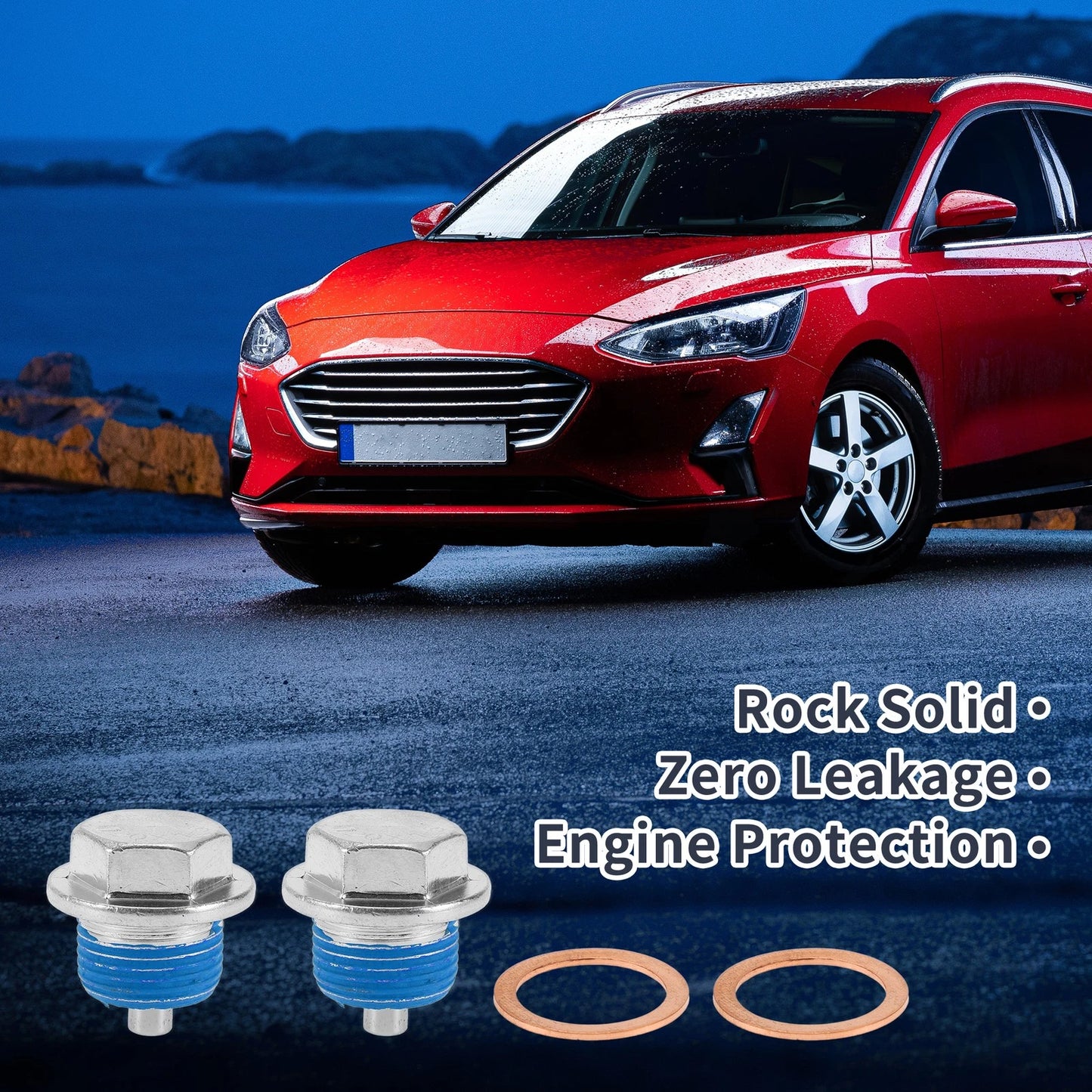 2 x M20x1.5 Copper Oil Drain Plug W/Gasket for Car/Motorcycle Blue