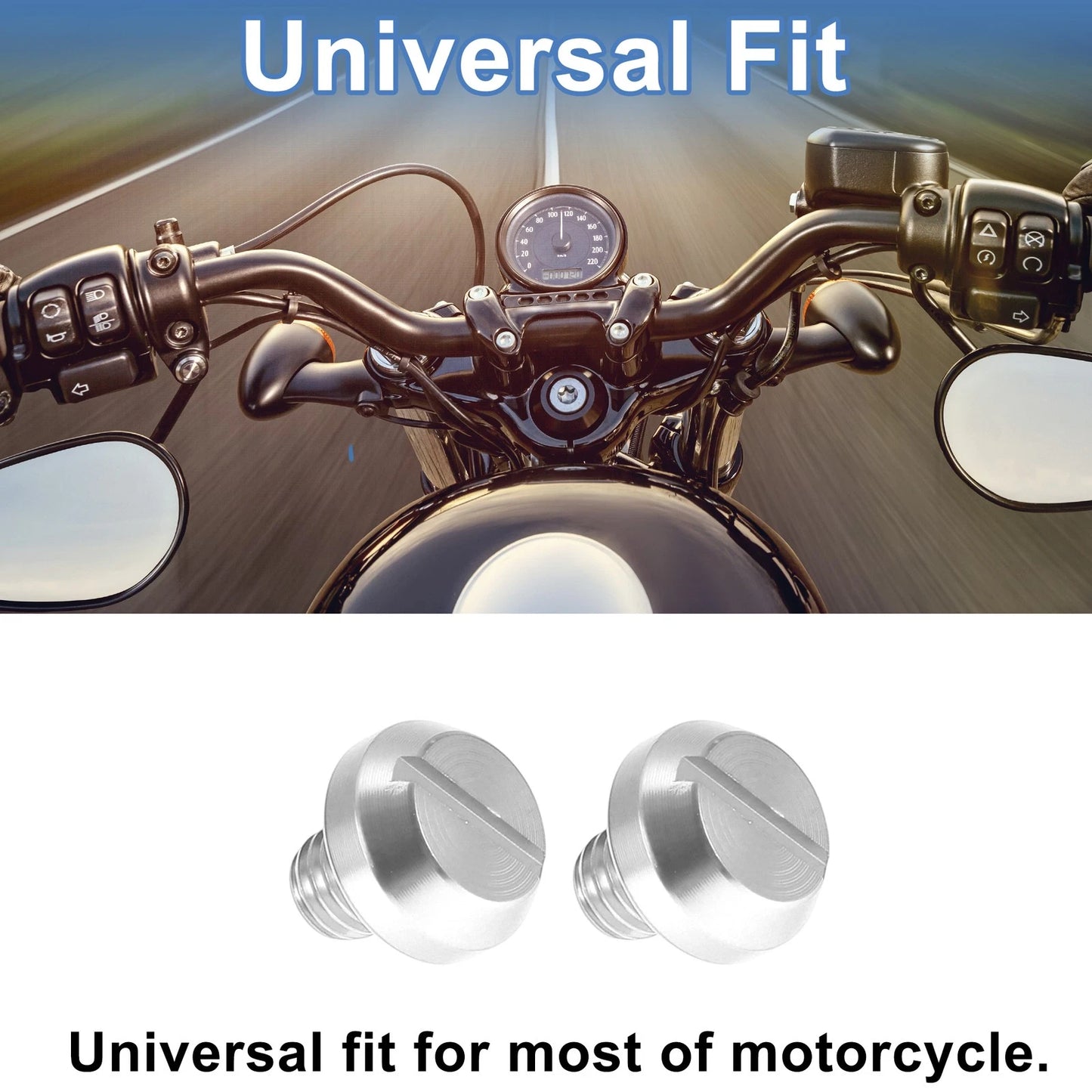 Mirror Hole Plugs RH M8x1.25 Motorcycle Screws Silver Tone for Motorcycle