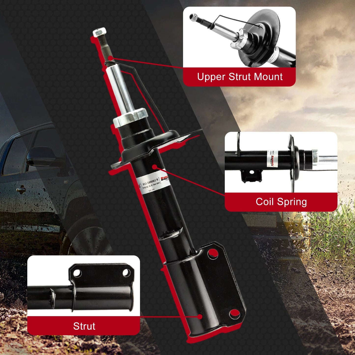 Front Left & Right Shock Absorbers for BMW X5 E53 3.0i 4.4i (2000-2006)